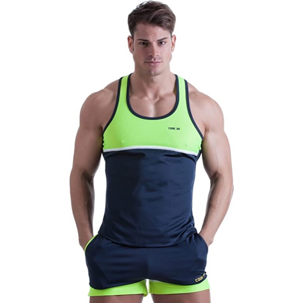 CODE 22 NEO Mesh Tank top in yellow/blue combo